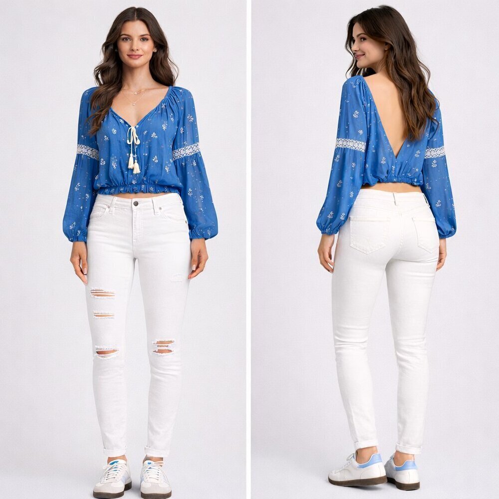 Hollister High Rise Super Skinny Classic Stretch White Ripped Jeans Size 1R 25